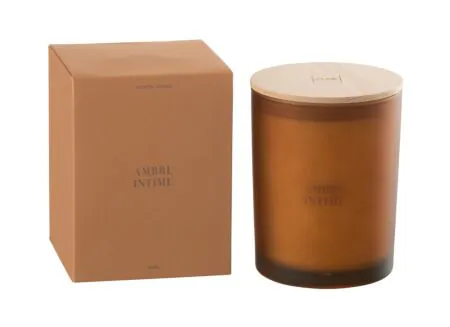 Aperçu - Bougie parfumée Ambre Intime Ø10,5x14cm - verre/paraffine - orange