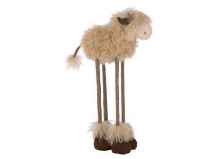 Kerstdecoratie Koe Telescopisch S 33x13x58cm - polyester - donkerbruin & beige