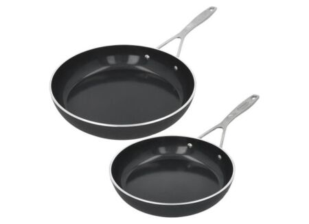 Braadpan Alu Industry 3 Ø24 & Ø28cm - aluminium & Ceraforce - zwart set van 2