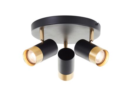 Opbouwspot Vigolo met 3 spots 5W GU10 - Ø29cm - metaal - zwart/goud