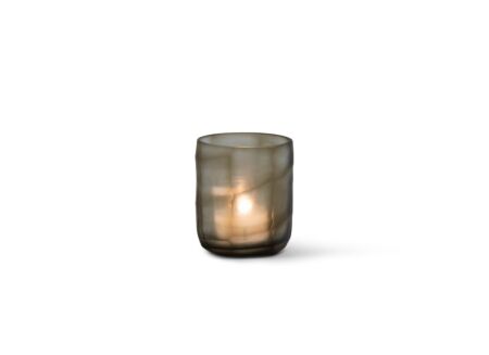 Theelichthouder Ø9x10cm - glas - smoke clear
