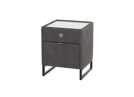 Nachtkastje Linea 44,5x44,5x43cm - lederlook - antraciet
