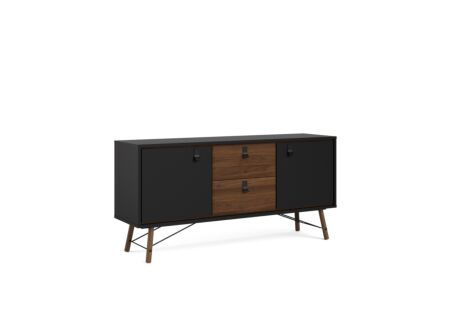 Dressoir Ry 151cm - vezelplaat - matzwart & okkernoot