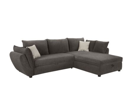 Hoeksalon Jerez 303x205cm - stof - donkergrijs met bedfunctie en opbergruimte