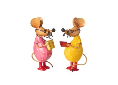 Figuur Muis boek/koffer H30cm - ijzer - multicolor