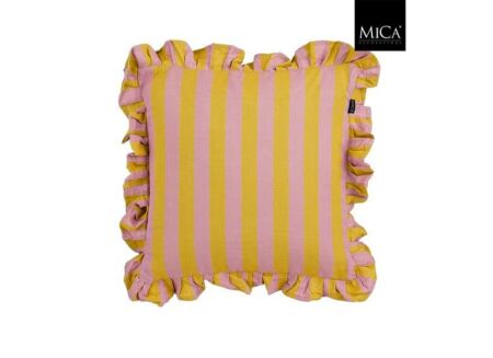 Kussen 45x45cm - katoen - roze & geel