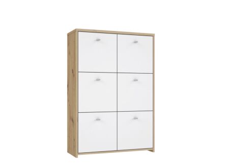 Kast Best Chest 77x30x113cm - meubelplaat - artisan eik/wit
