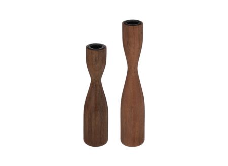 Kandelaar H20cm/H25cm bruin set van 2