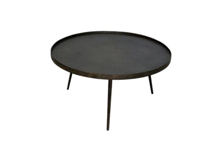 Salontafel Felix Ø80cm - gerecycleerd hout massief - zwart