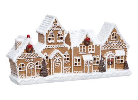 Kerstdecoratie Peperkoekhuis LED 24,7x6,4x12,7cm - polystone - multicolor
