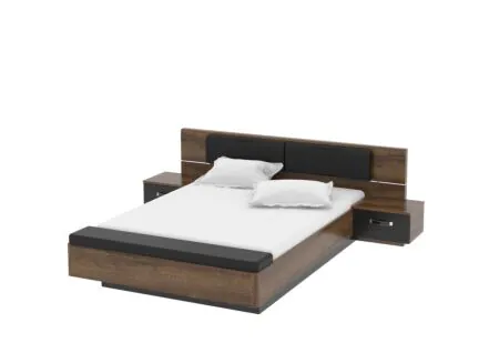 Bed Dolce 160x200cm - meubelplaat - mud oak/black oak