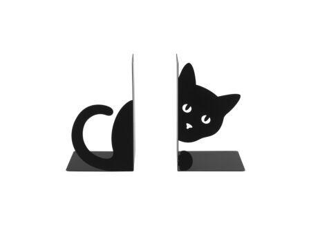 Boekensteun Chat Cache H16cm - metaal - zwart