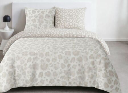 Dekbedovertrek Crazy 220x240cm - polyester - beige & wit