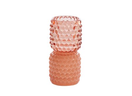 Theelichthouder Bublini H16cm - glas - roze