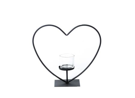 Windlicht Elisa H17cm - metaal & glas - zwart