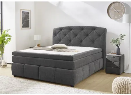 Boxspring Mila Max 180x200cm - stof - donkergrijs
