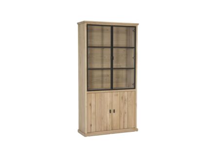 Vitrinekast Grimaldi 120,7cm - eik massief - naturel