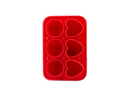 Ijsblokjesvorm Dotz Rozen en Hartjes 17x12x5cm - silicone - rood