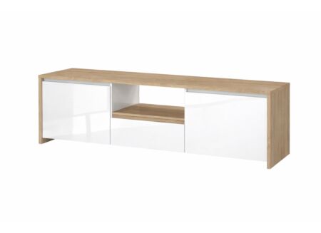 Tv-meubel Next 179cm - melamine - glanzend wit & jackson hickory