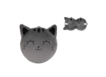 Kussen Grey Cat met slaapmasker - stof - grijs