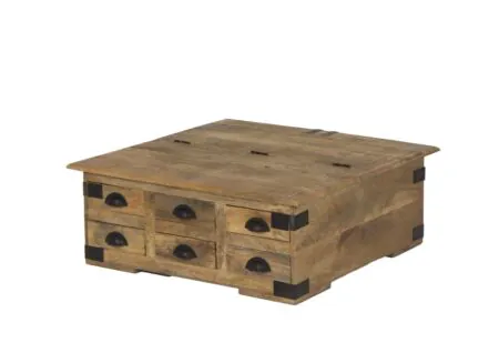 Salontafel Nueva 90x90cm - hout massief - naturel & zwart