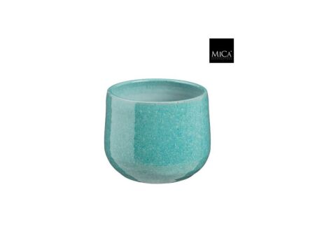 Bloempot Matteo H13cm - terracotta - turquoise