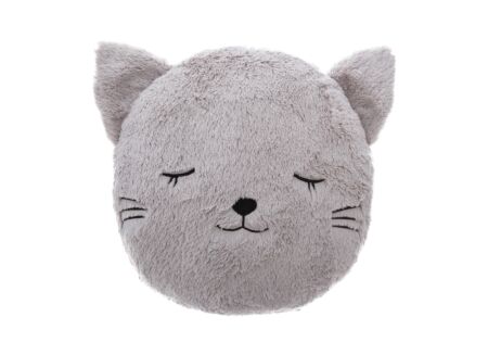 Kussen Kat  27x27cm - stof - grijs