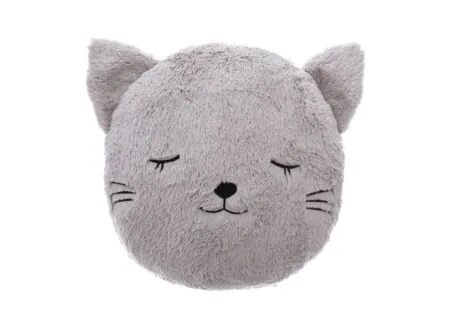 Kussen Kat  27x27cm - stof - grijs