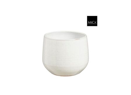 Bloempot Matteo H15cm - terracotta - wit