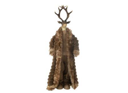Kerstdecoratie Hert Staand Jas
 32x21x92cm - polystone & stof - bruin