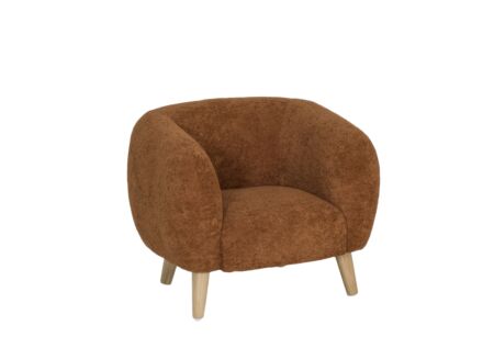 Kinderfauteuil Hush 54x44x41cm - polyestervezel - cognac