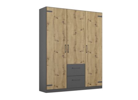Kleerkast Butte 136cm - decor - artisanale eik/grijs