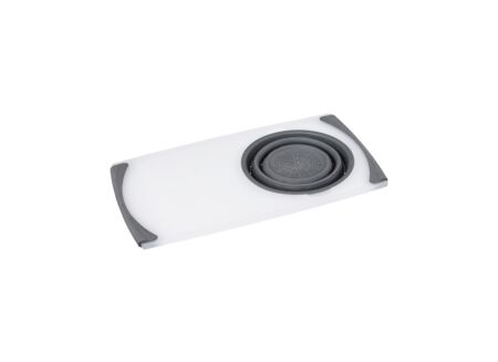 Snijplank met opvouwbare zeef 28,5x50cm - kunststof - wit/grijs