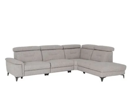 Canapé d'angle Cosa tissu gris avec relax - Canapé d'angle Cosa 295x229cm - tissu - gris avec 2 relax électriques
