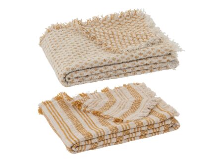 Plaid 130x180cm - katoen - gebroken wit & geel Plaid 130x180cm - katoen - gebroken wit & geel
