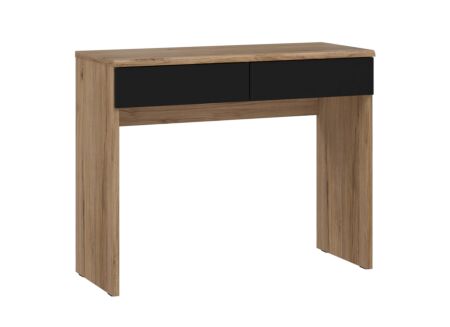 Make-up tafel Dalate 100x41x80cm - meubelplaat - kastanje eik/mat zwart