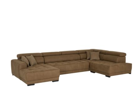 Hoeksalon Rimini 388x224cm - stof - cognac