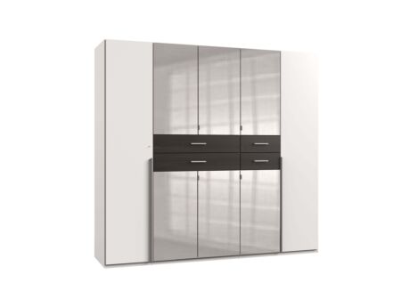 Kleerkast Denver 225cm - decor - wit/carbon eik