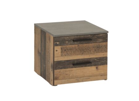 Nachtkastje Attaylar 45x42x41cm  - meubelplaat - oldwood vintage/donkergrijs