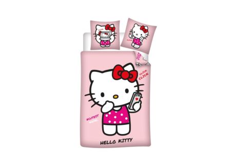 Dekbedovertrek Hello Kitty 140x200cm - polyester/katoen - roze