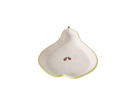 Schaal Peer 19x14cm - keramiek - groen/wit