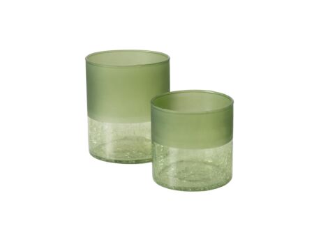 Theelichthouder Meredith set van 2 - glas - groen