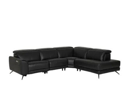 Canapé d'angle Billy cuir noir avec relax - Canapé d'angle Billy 305x243cm - cuir - noir avec relax