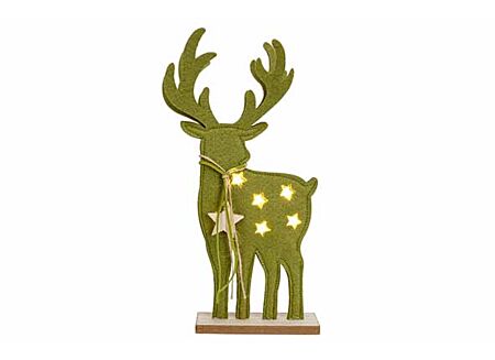 Kerstdecoratie Hert Finish Star 30cm - fluweel - groen