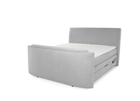Boxspring Belair Normal 180x200cm - stof - lichtgrijs met tv-lift en opbergruimte
