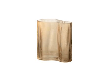 Vaas Gestreept  11,8x18,5x20 - glas - caramel