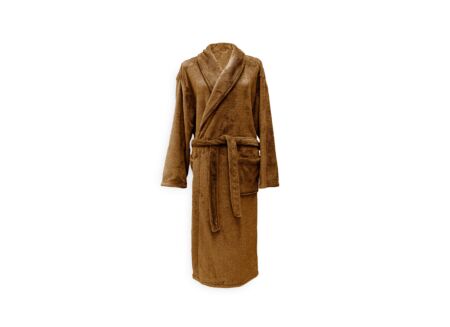 Badjas S flanel cognac brown