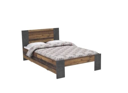 Bed Clif 140x200cm - meubelplaat - old wood/beton