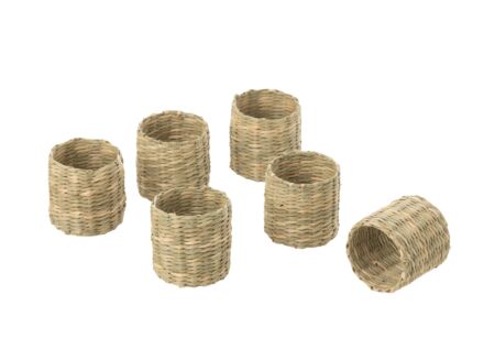 Servettenhouder 5x5cm - zeegras - naturel set van 6