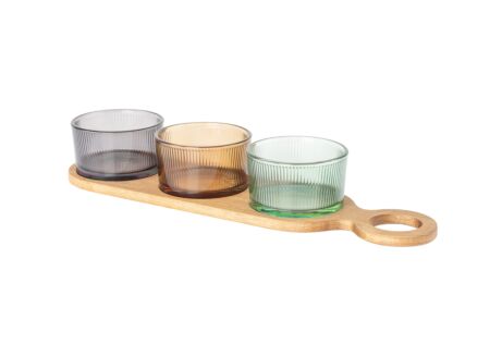 Serveerplank Soluna 38x10x6cm - acacia & glas - multicolor